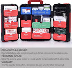 Hard Case First Aid Kit 408 Pcs - Wall Mountable Trauma Kit for Car, Home, Office & Truck - Comprehensive Large First Aid Sup