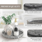 Gray Marble Lazy Susan Turntable for Table Top – 10” Round Marble Tray Organizer for Dining Table, Kitchen Countertop & Bar, 