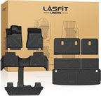 LASFIT Floor Mats & Seatback Mats & Cargo Mat for Nissan Armada 2025-2026 / Infiniti QX80 Fit 7seats (Not Fit 8 Seats), Custom Fit All Weather TPE Easy Clean Durable Floor Liners Car Mats,Black