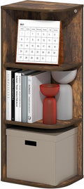 Furinno PASIR Book Shelf, 3-Tier Corner Bookshelf with Open Shelf, Standing Bookcase, 9.3 x 12 x 31.5, for Organization and S
