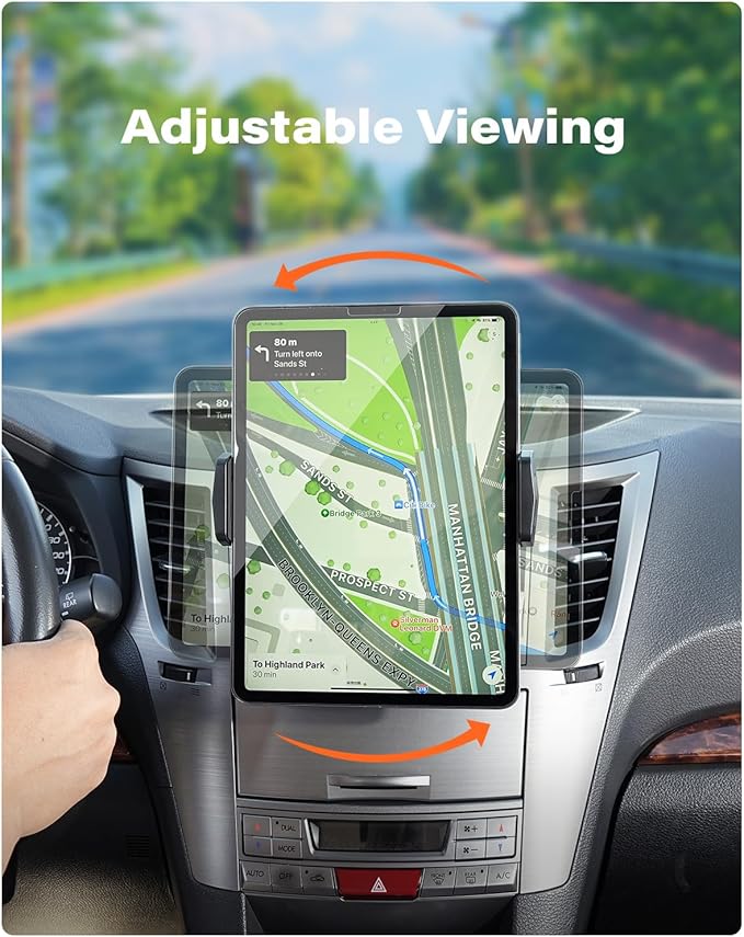 APPS2Car for Sturdy iPad Holder for Car CD Slot Tablet Mount, 2-in-1 Universal 4.7-13" Holder for iPad Pro 12.9" 13" Air Mini, iPhone, Galaxy Z Fold, Adjustable 360° Rotation, Road Trip Essentials