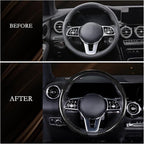 Aimato Car Steering Wheel Cover Carbon Fiber, Ultra-Thin Car Steering Wheel Cover,Comfortable & Breathable Microfiber,Universal Fit for Most Cars, Bright Black