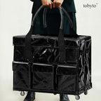 tobyto Reusable Grocery Bag on Wheels, 105L Foldable Rolling Tote, Shopping Trolley 66LBS Capacity - Water-Resistant for Laun