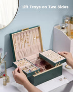 Lolalet Jewelry Box Organizer for Women Girls, 2 Layer Jewelry Organizers and Storage for Necklace Earrings Rings Bracelets, 