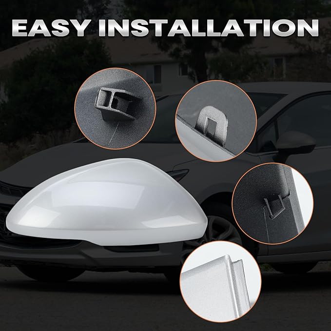 Right Passenger Side Mirror Cover Caps Compatible with Chevrolet Chevy Cruze 2017 2018 2019 Replacement Rear view Mirrors Trim (Silver)