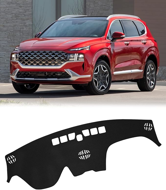 FIILINES Dash Cover for Hyundai Santa Fe 2019-2023, Dashboard Mat Cover Sunshade Nonslip Mesh Protector No Glare