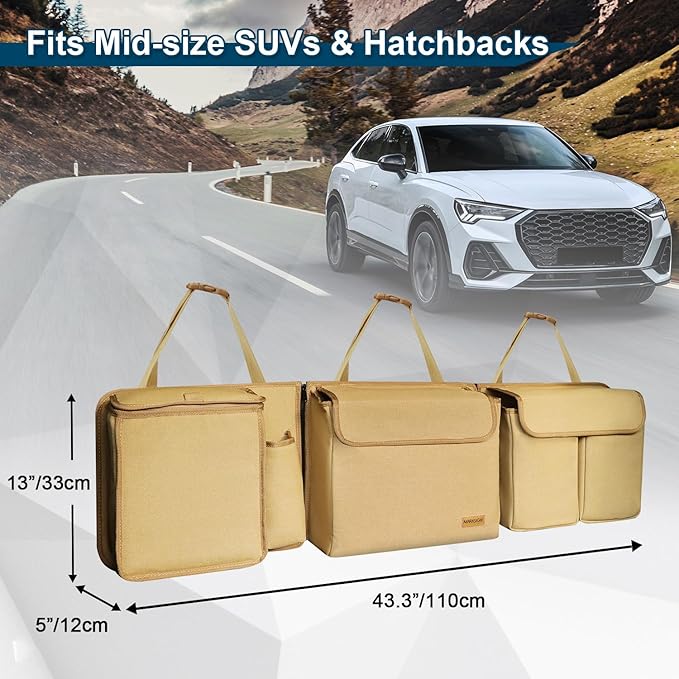 Deluxe Trunk and Backseat Organizer for Medium or large size SUVs & RVs, Detachable Storage Modules with Built-in Cooler,