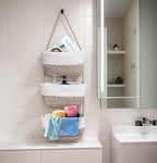 Over the Door Hanging Basket for Organizing 3 Tiers Woven Cotton Rope Wall Mount Storage basket Decorative Kitchen Hanging Or