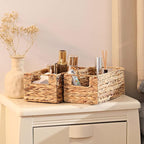 Vagusicc Wicker Storage Basket, Set of 2 Hand-Woven Storage Baskets for Organizing, Small Wicker Basket for Toilet Paper, Fol