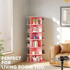 SpaceAid 6 Tier Rotating Shoe Rack Tower, Spinning Shoe Display Lazy Susan, Revolving 360 Shoe Rack Storage Round Carousel, V