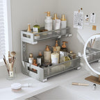 1 Pack-11.4"-16.14" H Under Sink Storage Organizer, Large 2-Tier Elegant Mesh Pull Out Shelf for Kitchen & Bathroom Cabinet O