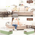 3 Pack Large Capacity Storage Bins Closet Organizer for Shelves, Fabric Closet Storage Baskets Boxes with Leather Handles for