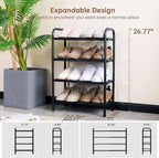 Gonfoam 4-Tier Expandable Shoe Rack,Adjustable Shoe Shelf Storage Organizer Heavy Duty Metal Free Standing Shoe Rack for Entr