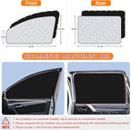 ZATOOTO Car Window Sun Shades Covers - 4 Pcs Magnetic Privacy Side Sunshades Blackout Auto Camping Curtains Accessories for Sleeping Family and Women Men Kids Baby