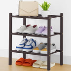 Smiry Shoe Rack, 3 Tier Thick Small Bamboo Shoe Organizer, Stackable Free Standing Wooden Shoe Storage Shelf for Closet, Entr