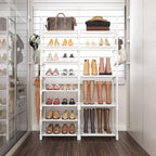 ROJASOP White Shoe Rack, Tall Metal Shoe Rack Organizer for Entryway Closet Garage, 8 Tier Large Shoe Shelf for 26-32 Pairs B