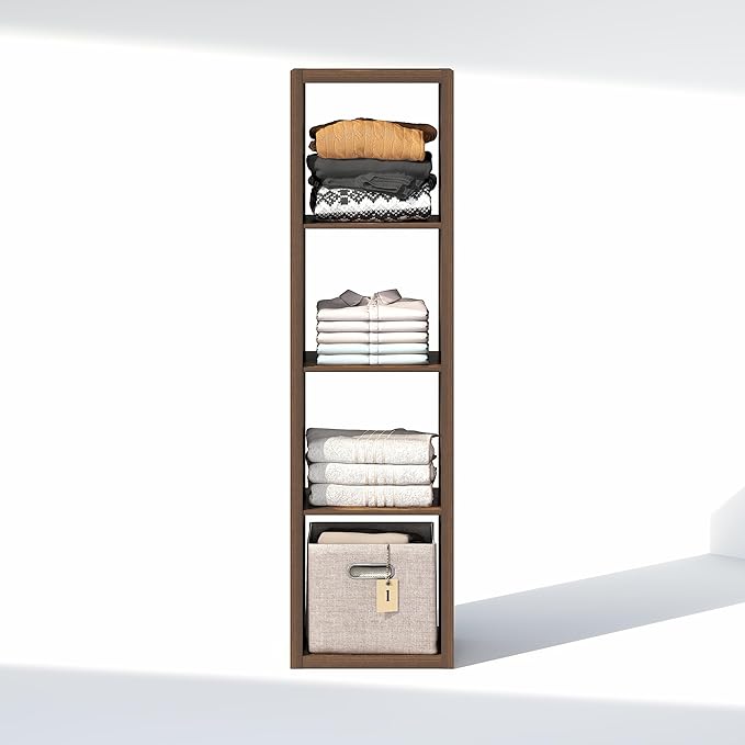 Furinno Cubic Closet Organizers and Storage, 4-Cube Closet Organizer, Vertical Open Shelf Closet Storage, Extra Thick Frame f
