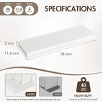 36 Inch Floating Shelves, 12" Deep Floating Shelf Wall Mounted, 36" Wall Shelves, Rustic Deep Bookshelf, Extra Deeper & Thick