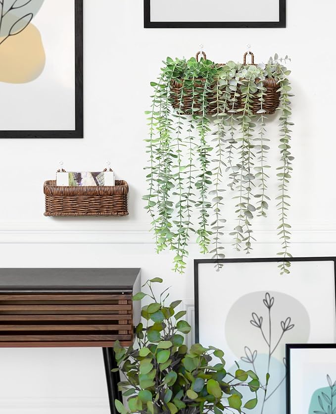 AceList Wall Hanging Basket, Boho Style Hand-Woven Hanging Storage Baskets - Set of 2, Ideal for Boho Room Decor, Kitchen, Ga