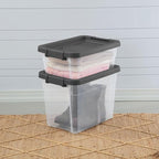 Sterilite 18-Pack Modular Stacker Box, Durable Clear Plastic Storage Bins with Latching Lids, 16 Quart - Stackable Organizing
