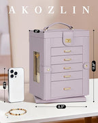 AKOZLIN 360° Rotating Jewelry Box 6-Tier Organizer Functional Jewelry Storage Case for Women Girls Ring Necklace Earring Brac