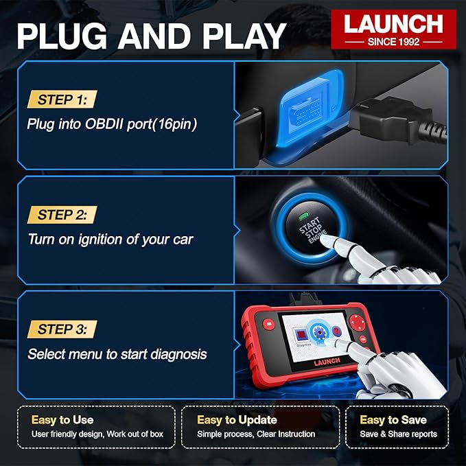 LAUNCH CRP123 V2.0 OBD2 Scanner-2026 New Model Engine/ABS/SRS/Transmission Diagnostic Scan Tool SRS Airbag Code Reader,3 Reset