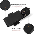 WOMACO Sunglass Holder for Car Visor, Magnetic Vehicle Eyeglasses Storage Case, PU Leather Eyeglasses Organizer Bag for Car