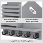 Lwenki Key Holder for Wall – Decorative Wooden Mail Holder and Key Shelf with Mounting Hardware, Installation Guide – Paulown