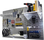 Wall Control Pegboard Organizer 4 ft. Metal Pegboard Standard Tool Storage Kit with Galvanized Toolboard and White Accessorie