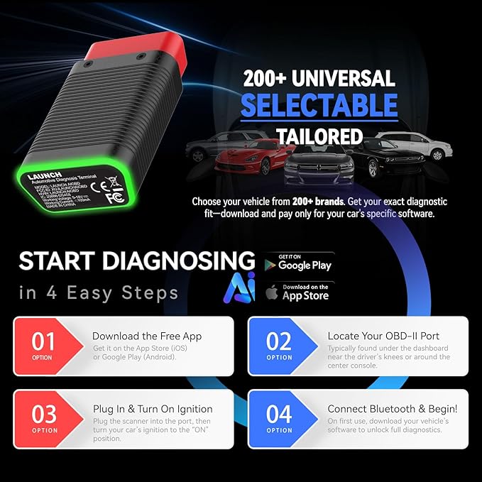 LAUNCH AIOBD Bluetooth OBD2 Scanner - Full System Diagnostics, AI Explains Faults Simply, Parts/Labor/Cost Estimates, Works