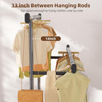 Simple Trending Clothes Rack, Double Rods Clothing Rack for Hanging Clothes, Metal Garment Rack with Rolling Wheels, Portable