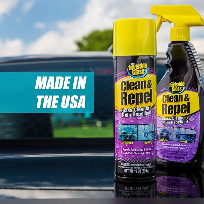 Invisible Glass 91184-6PK Clean & Repel – Aerosol Glass Cleaner and Rain Repellent, Cleans Exterior Windshields, Repels Rain,