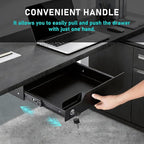 Under Desk Drawer Storage with Lock, 16"x11.8"x3.6", Metal Undermount Table Drawer, Ball Bearing Slides Out Tray Organizer fo