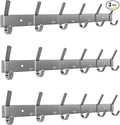 Coat Rack Wall Mount – Brushed Nickel 17 Inch Stainless Steel Hook Rail with 6 Heavy Duty Double Coat Hooks – Wall Mounted Co