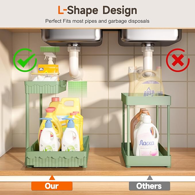 Sevenblue 3 Pack Multi-Purpose Under Sink Organizers and Storage, 2026 L-Shaped Pull Out Cabinet Organizer for Bathroom & Kit
