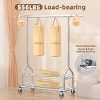 EAGMAK Heavy Duty Clothes Rack Load 556 LBS, Rolling Clothing Rack With Shelves, Height Adjustable Metal Clothes Hanger with 