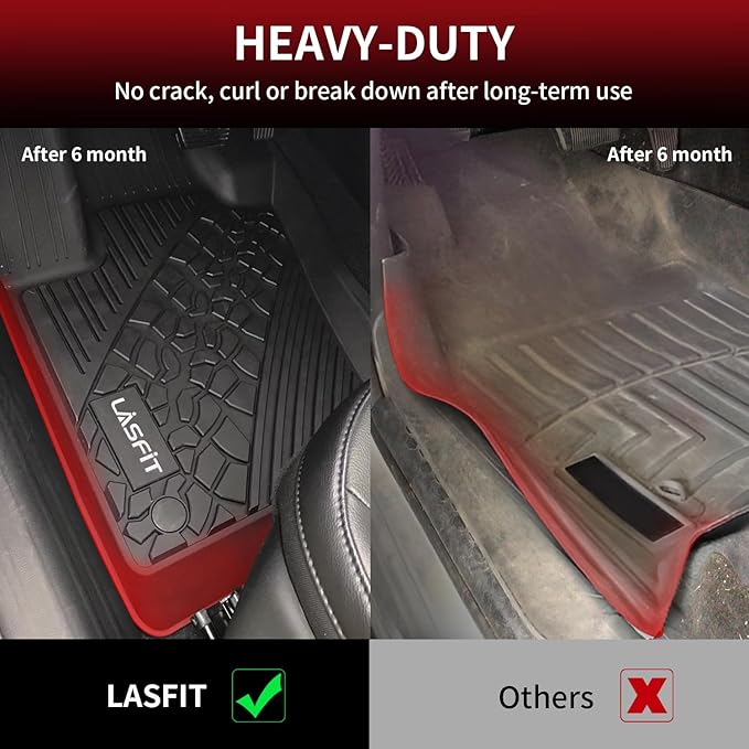 LASFIT Floor Mats for Jeep Compass 2017-2025 2026 All Weather TPE Custom Fit Car Mats Floor Liners 1st & 2nd Row, Black