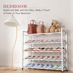 Bumusty 5-Tier Expandable Shoe Rack for Closet, 18“-33” Adjustable Shoe Rack for Small Space, Small Shoe Organizer for Front 