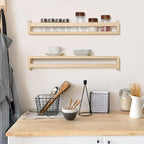 Fun Memories Nursery Book Shelves - Rustic Natural Solid Wood Floating Bookshelf for Kids - Wall Book Shelves for Kids Room (