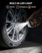 160PSI Tire Inflator Portable Air Compressor - Cordless Air Pump for Car Tires with 10000mAh Battery, 4+N Smart Modes, Digital Pressure Gauge, LED Light & Carrying Case - for Car, Moto, Bike, Balls