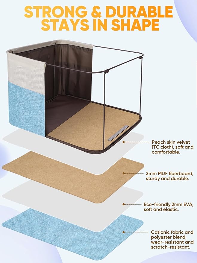 BALEINE 4 Pack Fabric Closet Storage Bins for Shelves, Linen Closet Organizers and Storage, Decorative Baskets for Organizing