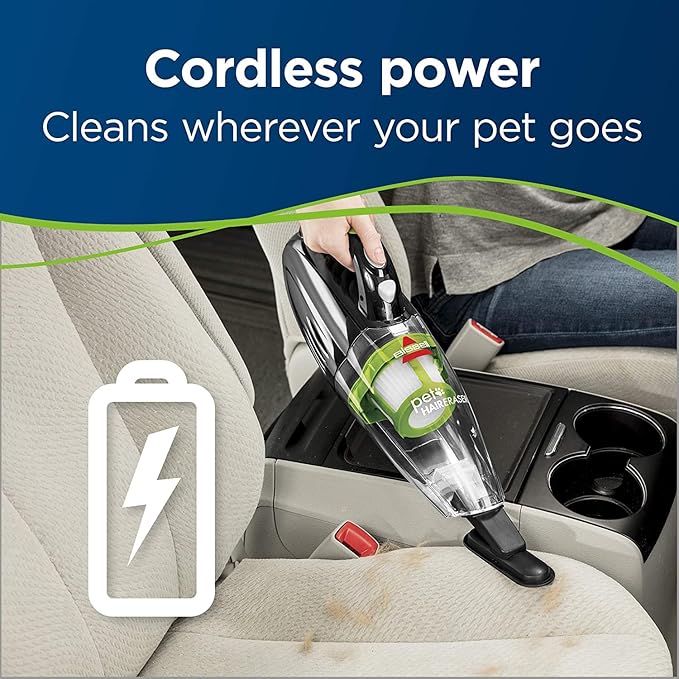 Bissell Pet Hair Eraser Cordless Hand Vacuum, Home, Auto, and Pet Vacuum, Crevice Tool, Upholstery Tool, and Motorized Brush 