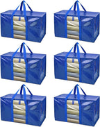 BALEINE 6-Pack Oversized Moving Bags with Reinforced Handles, Heavy-Duty Storage Tote Moving Supplies for Packaging, Camping 