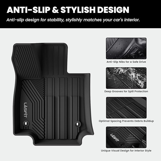 LASFIT Floor Mats&Trunk Mat for Toyota RAV4 2019-2025(Not Fit Hybrid) All Weather TPE Custom Fit Floor Liner for Toyota RAV 4 LE/XLE/Limited/TRD/Adventure Full Set Accessories, Lifespan 5 Years+,Black
