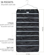 BB Brotrade Hanging Jewelry Organizer,Accessories Organizer,56 Zipper Pocket Organizer for Holding Jewelries (Black-Zipper)