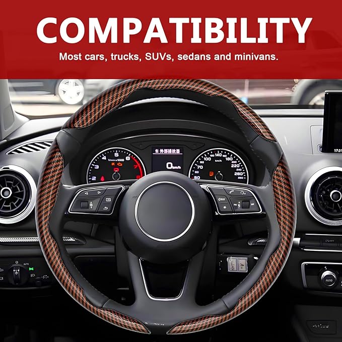 3pcs Universal Carbon Fiber Steering Wheel Cover - Anti-Slip & Segmented Design, Universal 99% Durable Steering Wheel Protect