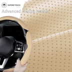 Car Steering Wheel Cover Leather Snap On 3Pcs Set Non-Slip Protector Wrap Steering Wheel Accessories 14.5-15 inch Universal B