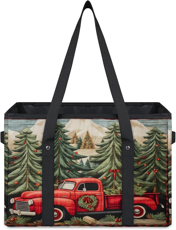Reusable Grocery Bags Heavy Duty Shopping Bags Foldable Large Tote Bags with Long Handles & Hard Bottom