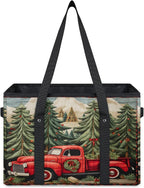 Reusable Grocery Bags Heavy Duty Shopping Bags Foldable Large Tote Bags with Long Handles & Hard Bottom