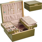 Lolalet Jewelry Box Organizer for Women Girls, 2 Layer Jewelry Organizers and Storage for Necklace Earrings Rings Bracelets, 